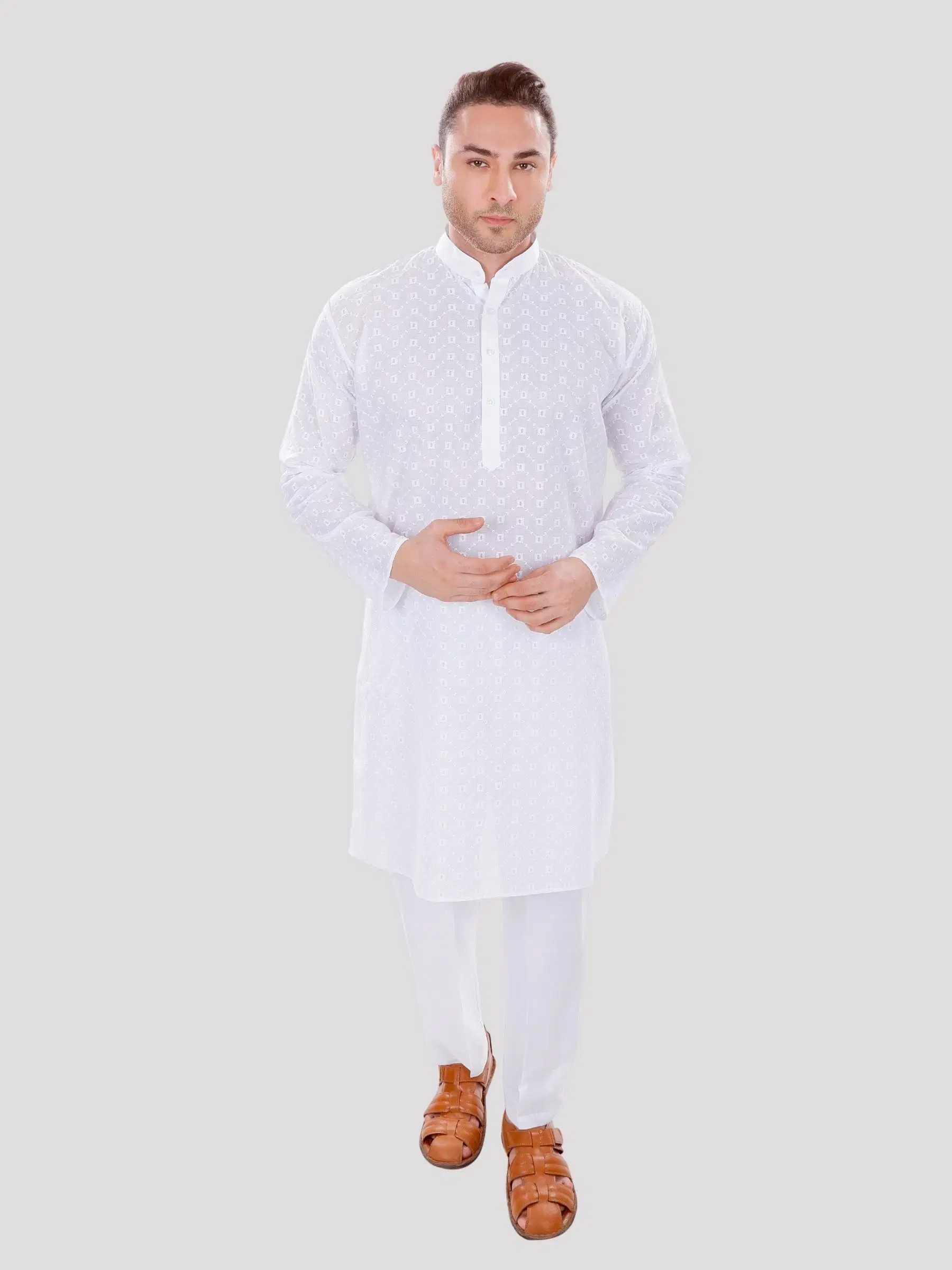 Maharaja - White Cotton Regular Fit Men's Kurta Pyjama Set ( Pack of 1 )