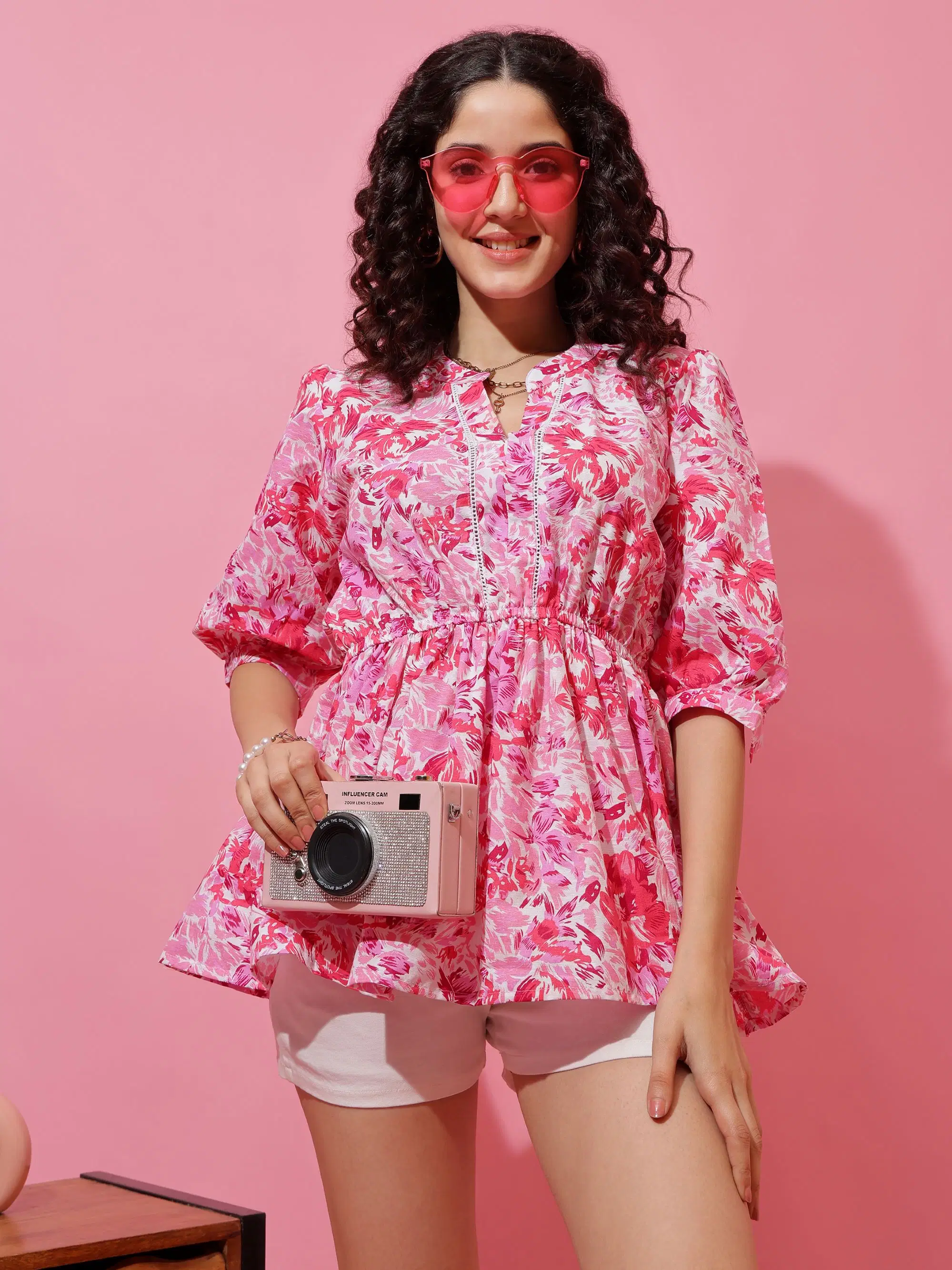 Sheetal associates Women's Cotton Peplum Top ( Pink )