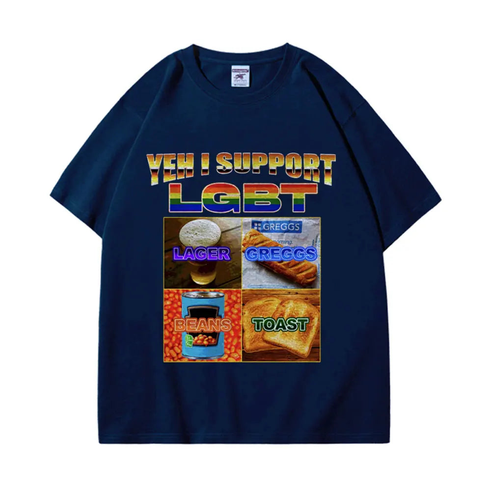 Yeh I Support Lgbt Funny Meme T-shirt Men's Women's Harajuku Vintage Oversized T-shirts Fashion Casual Cotton T Shirt Streetwear